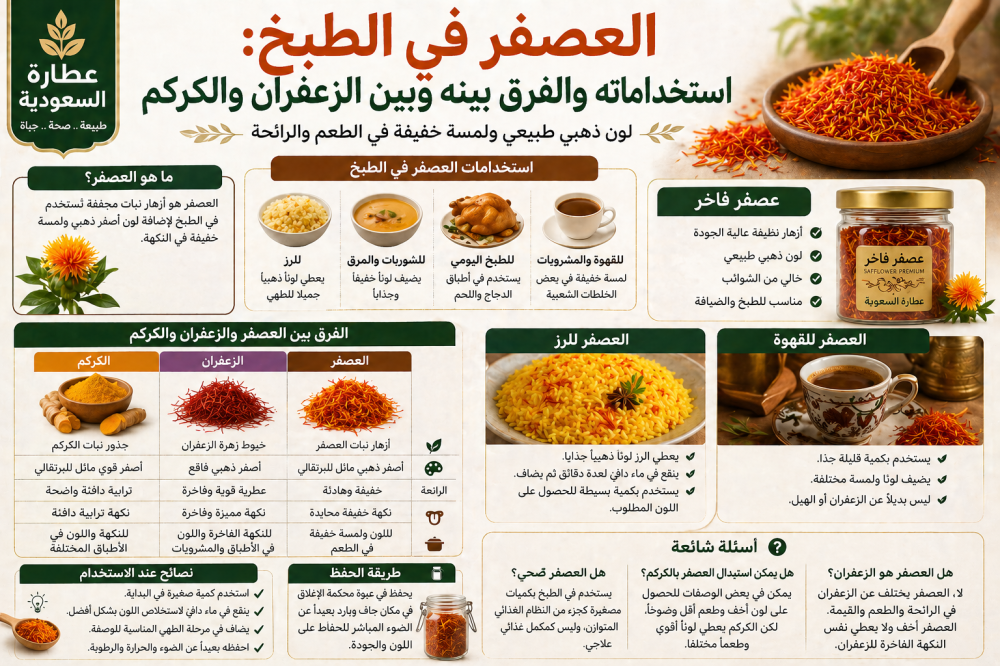العصفر في الطبخ: الفرق بينه وبين الزعفران والكركم