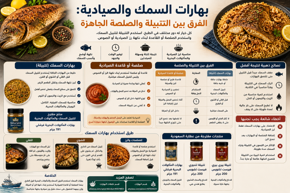 بهارات السمك والصيادية: الفرق بين التتبيلة والصلصة