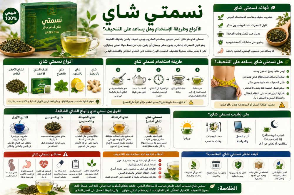 نسمتي شاي: الأنواع وطريقة الاستخدام وهل يساعد على التنحيف؟