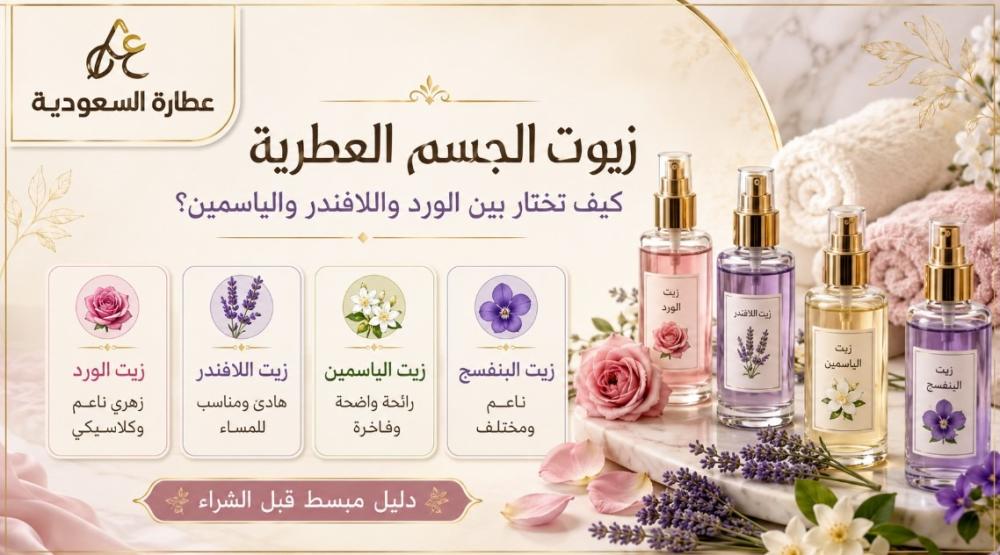 زيوت الجسم العطرية: كيف تختار بين الورد واللافندر والياسمين؟
