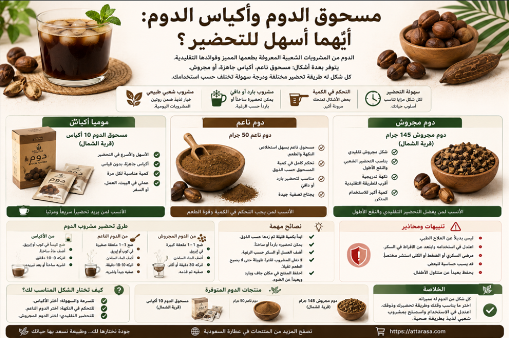 مسحوق الدوم وأكياس الدوم: أيهما أسهل للتحضير؟