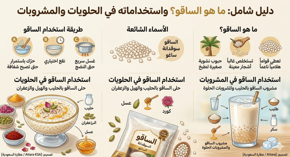الساقو: ما هو؟ استخدامه في الحلويات والمشروبات