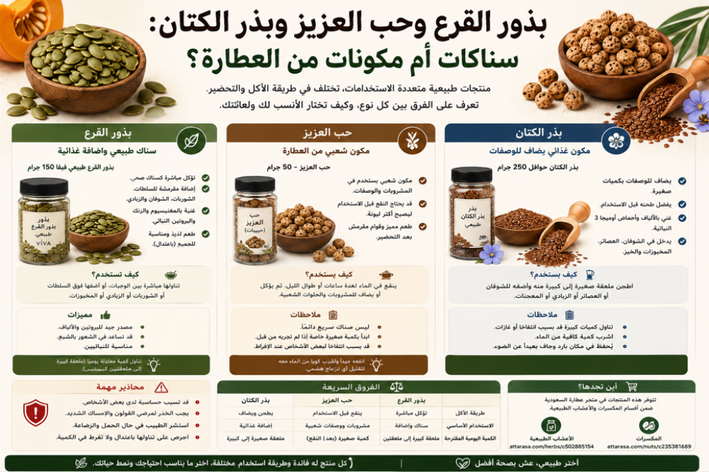 بذور القرع وحب العزيز: سناكات أم مكونات عطارة؟