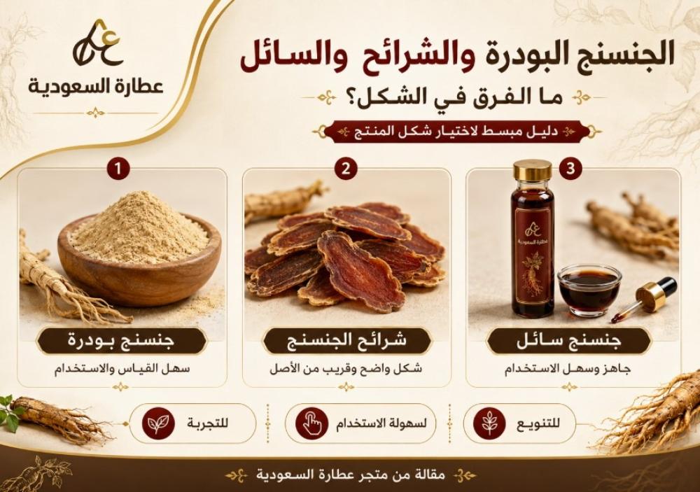 الجنسنج البودرة والشرائح والسائل: الفرق بين الأشكال