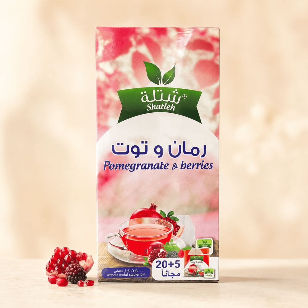 شاي شتلة رمان وتوت 25 كيس لمشروب فواكه ساخن وبارد