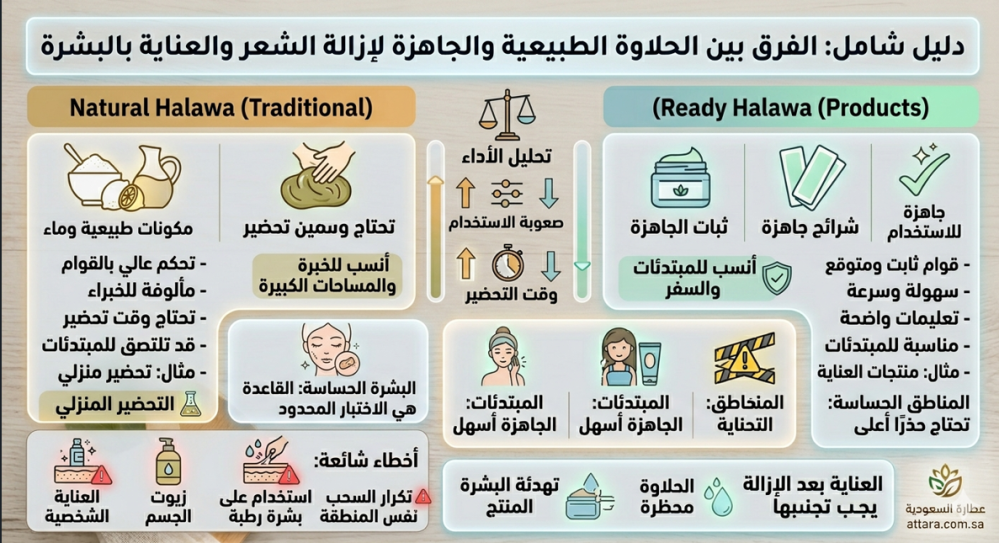 الفرق بين الحلاوة الجاهزة والطبيعية ومتى تستخدم كل نوع؟