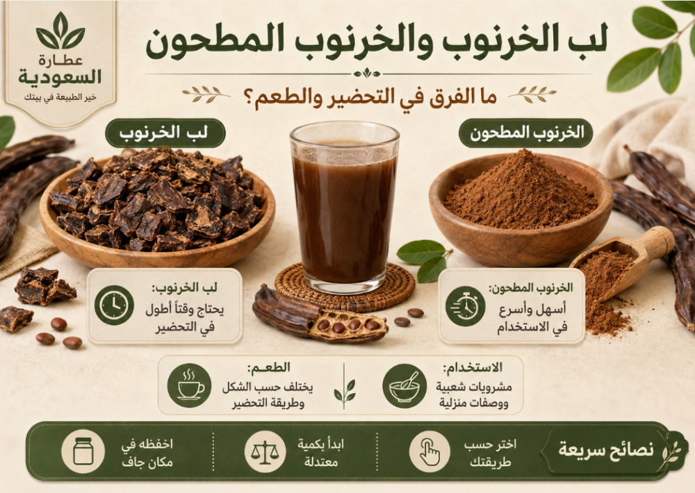 لب الخرنوب والخرنوب المطحون: الفرق في التحضير والطعم
