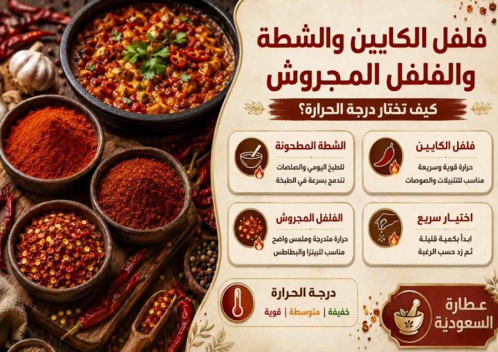 فلفل الكايين والشطة والفلفل المجروش: كيف تختار درجة الحرارة؟