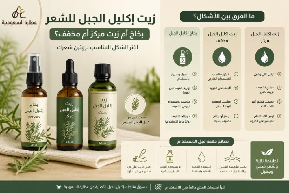زيت إكليل الجبل بخاخ أم زيت؟ الفرق للشعر