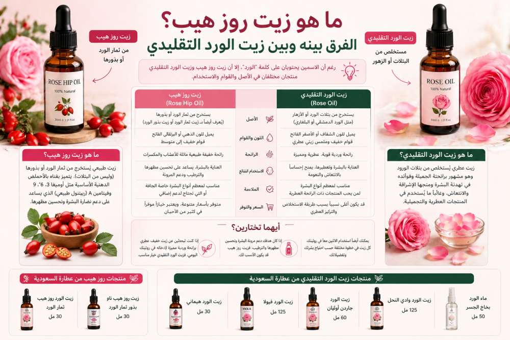 ما هو زيت روز هيب؟ الفرق بينه وبين زيت الورد التقليدي