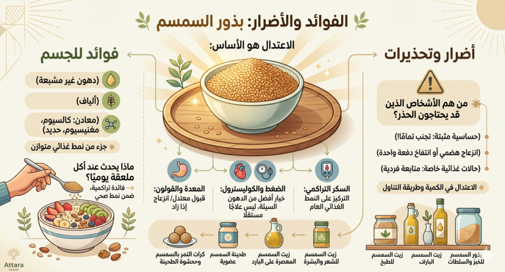 تعرف على فوائد وأضرار بذور السمسم، وماذا