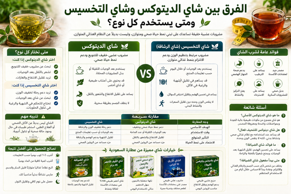 الفرق بين شاي الديتوكس وشاي التخسيس