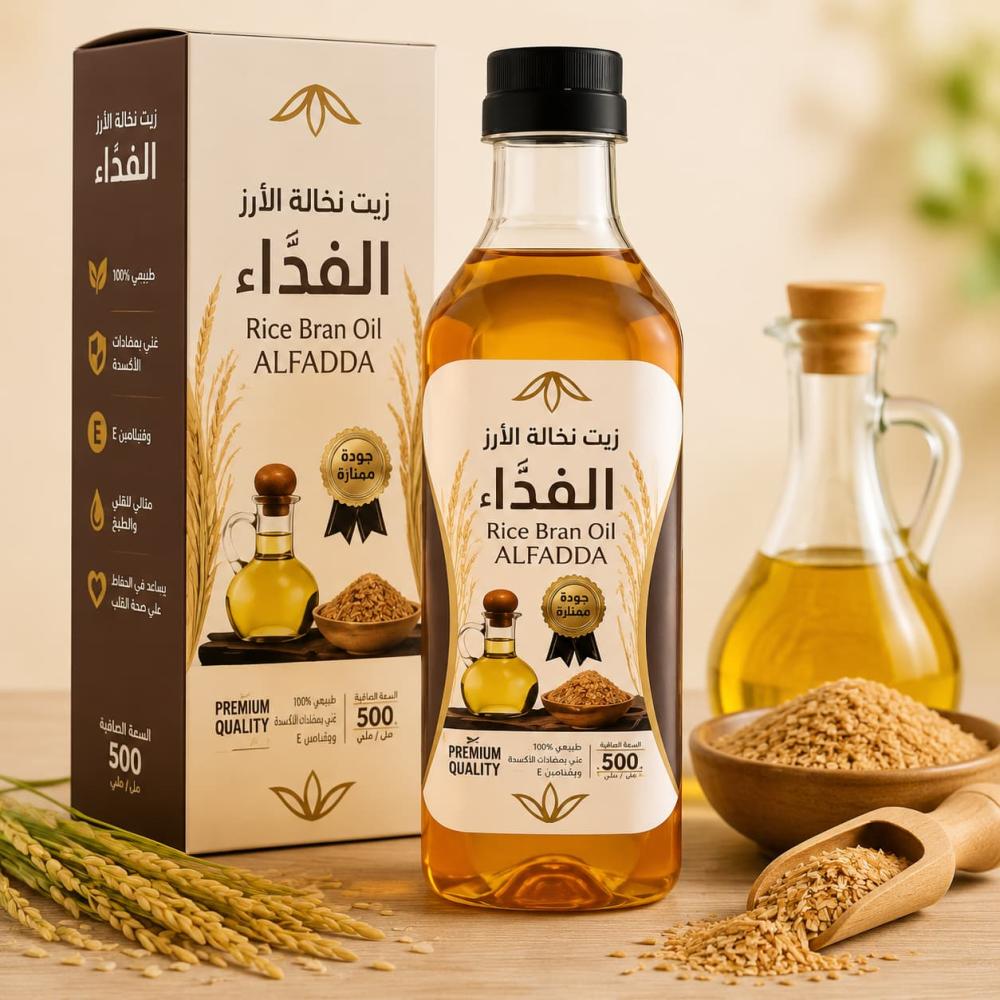 زيت نخالة الأرز الفدا 500 مل للطبخ والتشويح