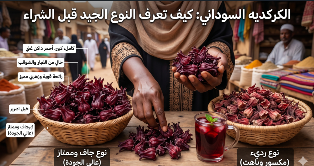 الكركديه السوداني: شكله، لونه، وطعمه وكيف تميّز النوع الجيد