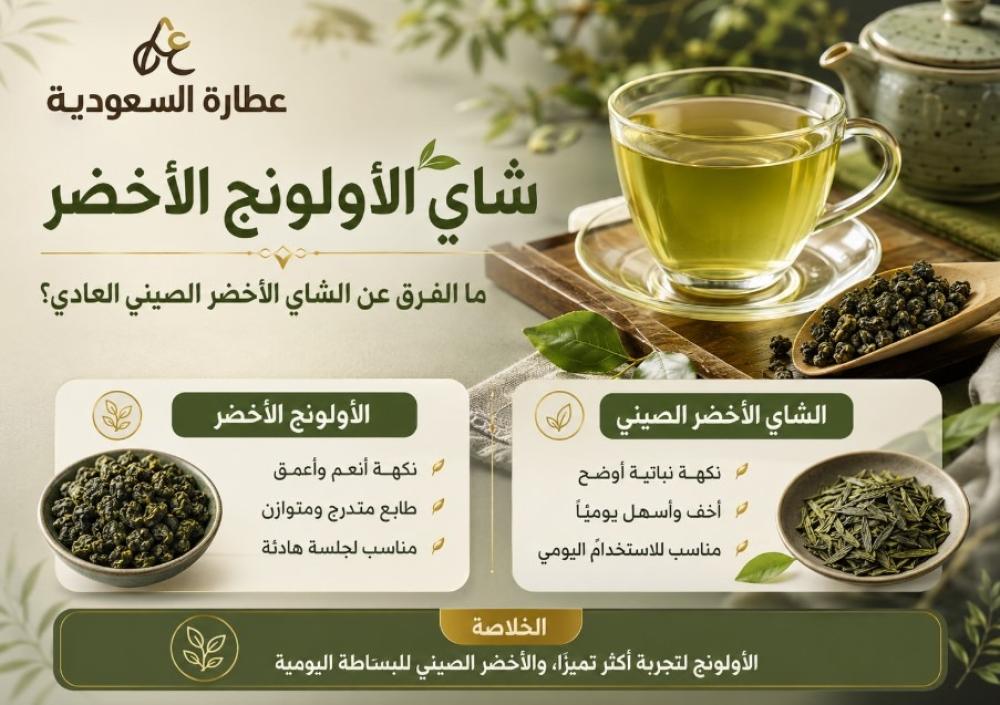 شاي أولونج أخضر: الفرق عن الشاي الأخضر الصيني