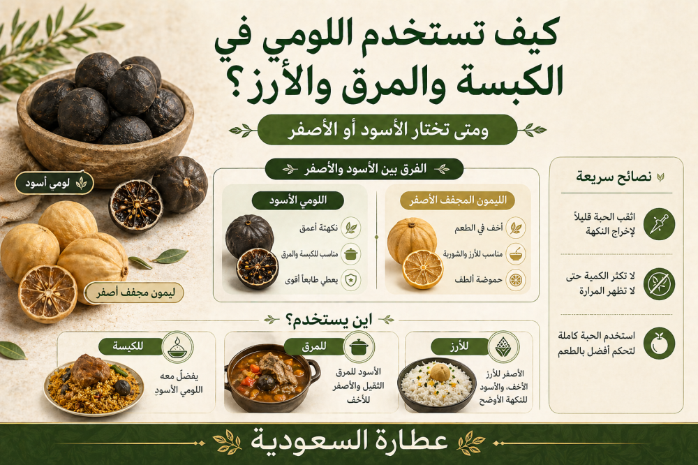 استخدام اللومي في الطبخ: الأسود أم الأصفر؟