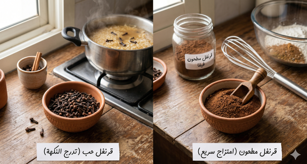 الفرق بين القرنفل الحب والقرنفل المطحون ومتى يستخدم كل نوع