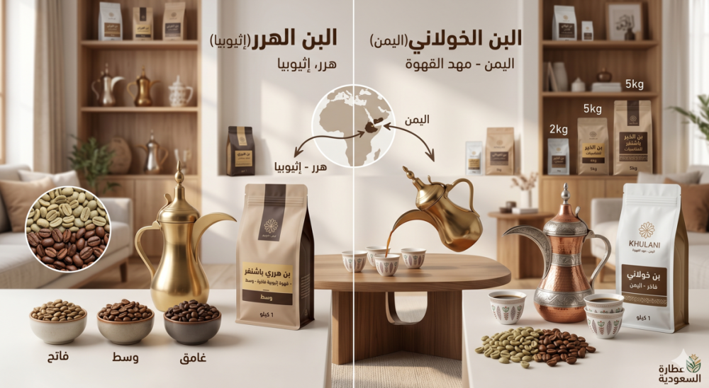 الفرق بين البن الهرري والخولاني وأيهما أنسب