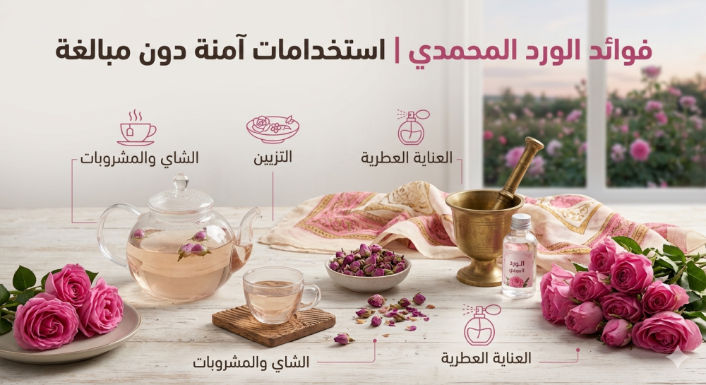 فوائد الورد المحمدي | استخدامات آمنة دون مبالغة