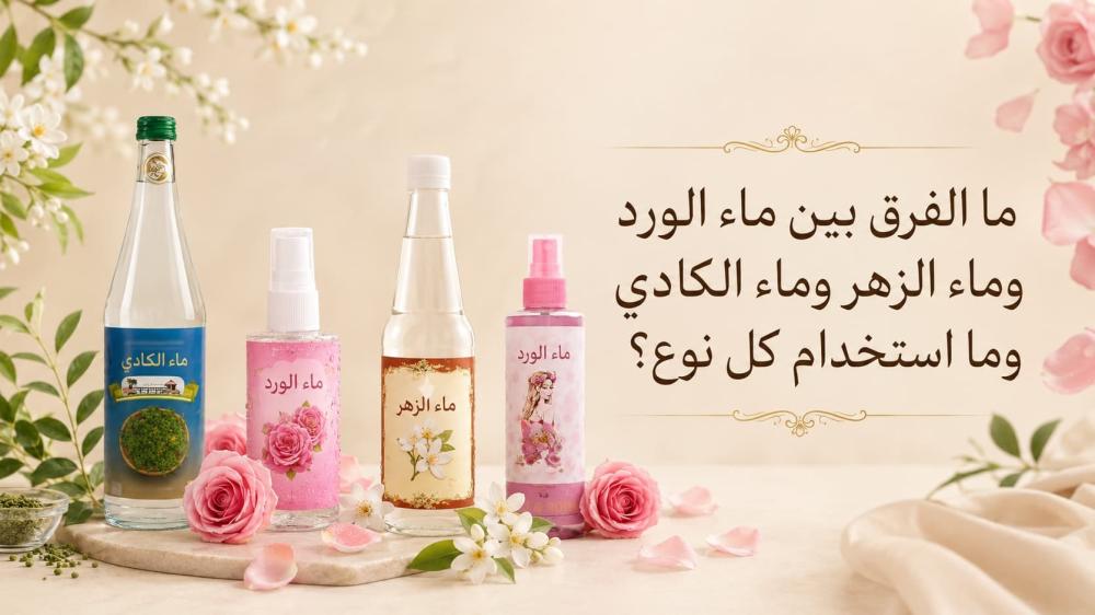 ما الفرق بين ماء الورد وماء الزهر وماء الكادي وما استخدام كل نوع؟