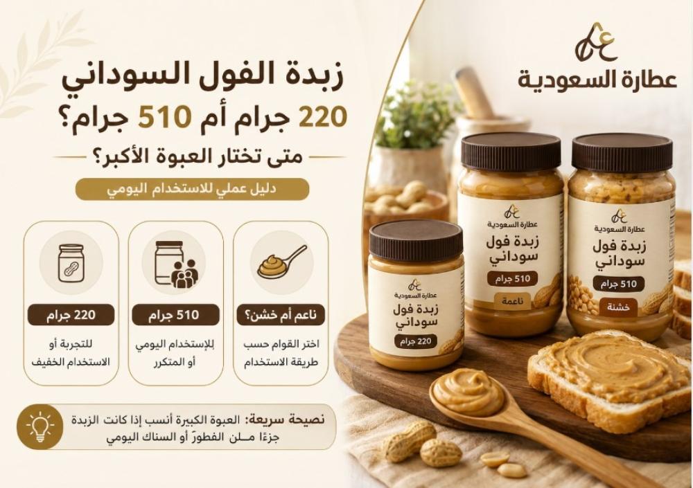 زبدة الفول السوداني 510 جرام: متى تختار العبوة الأكبر؟