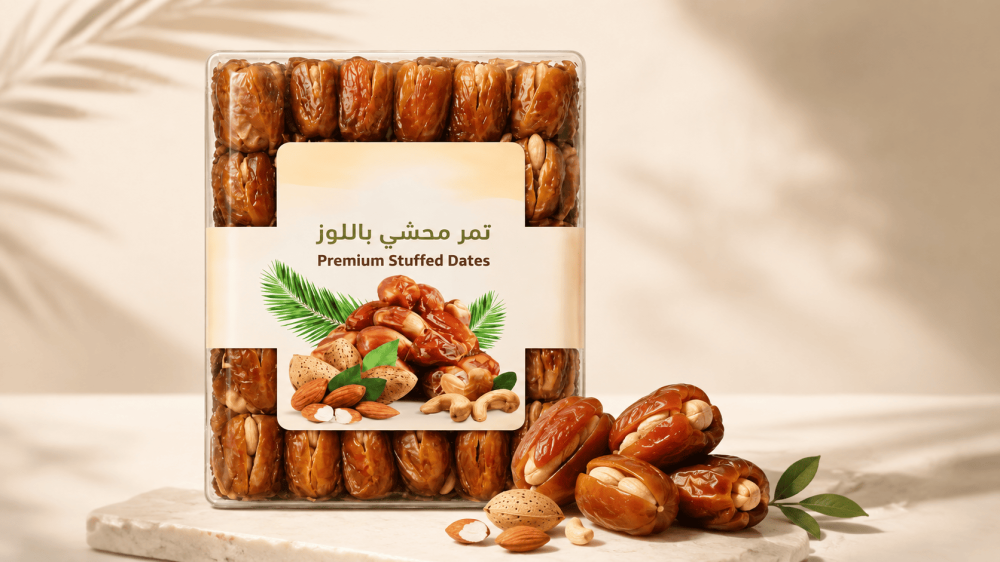 طريقة التمر المحشي بالمكسرات واللوز والطحينة للضيافة