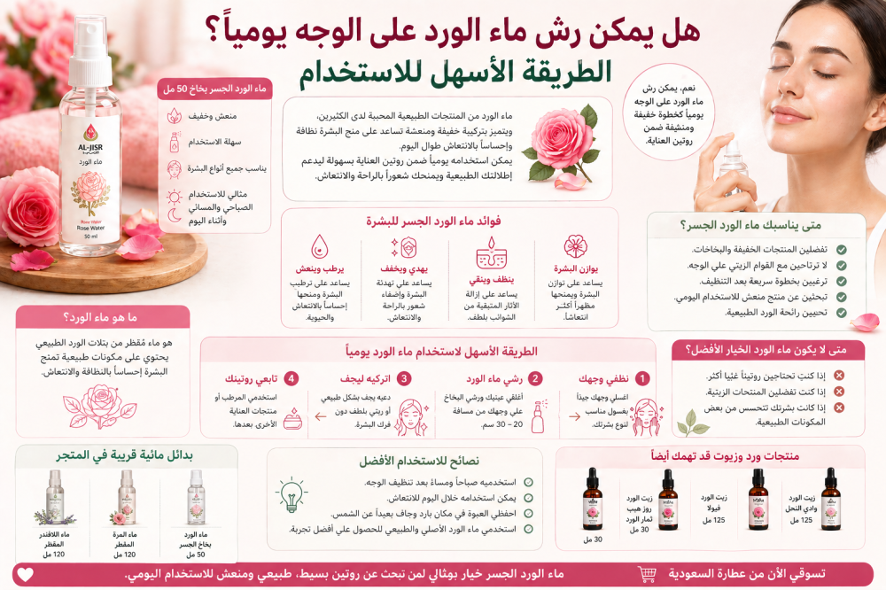 هل يمكن رش ماء الورد على الوجه يوميًا؟ الطريقة الأسهل للاستخدام