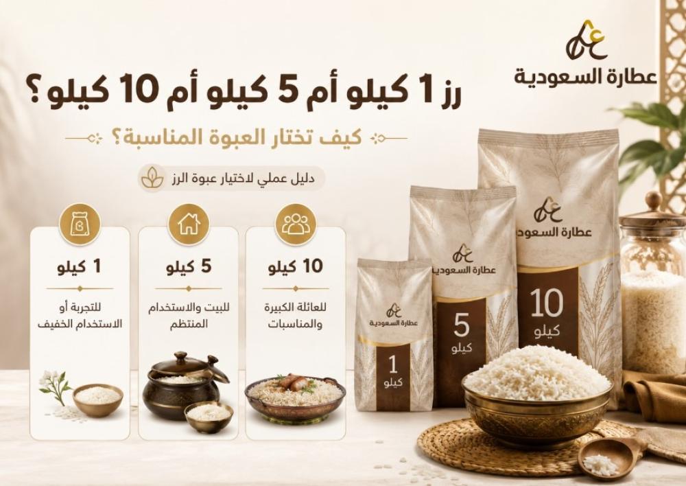 عبوات الرز 1 كيلو و5 كيلو و10 كيلو: دليل الاختيار