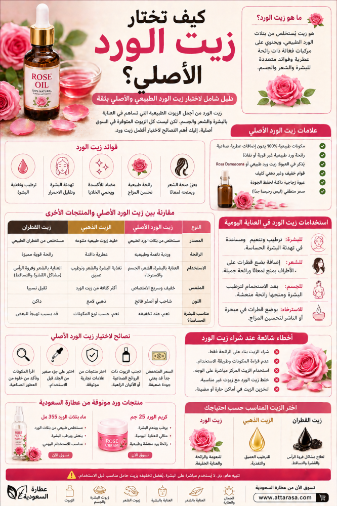 كيف تختار زيت الورد الأصلي؟