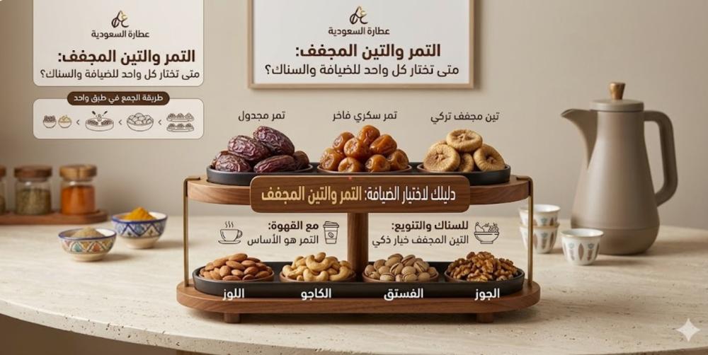التمر والتين المجفف: الفرق والاستخدام للضيافة