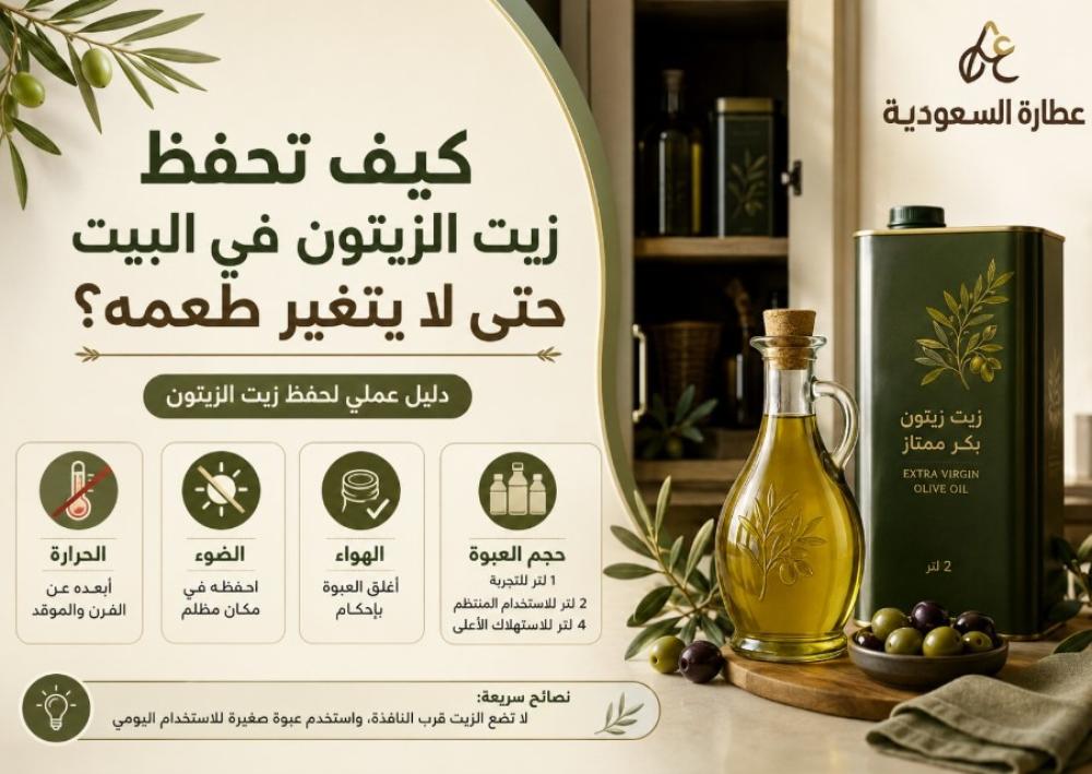 حفظ زيت الزيتون في البيت: الحرارة والضوء والتخزين