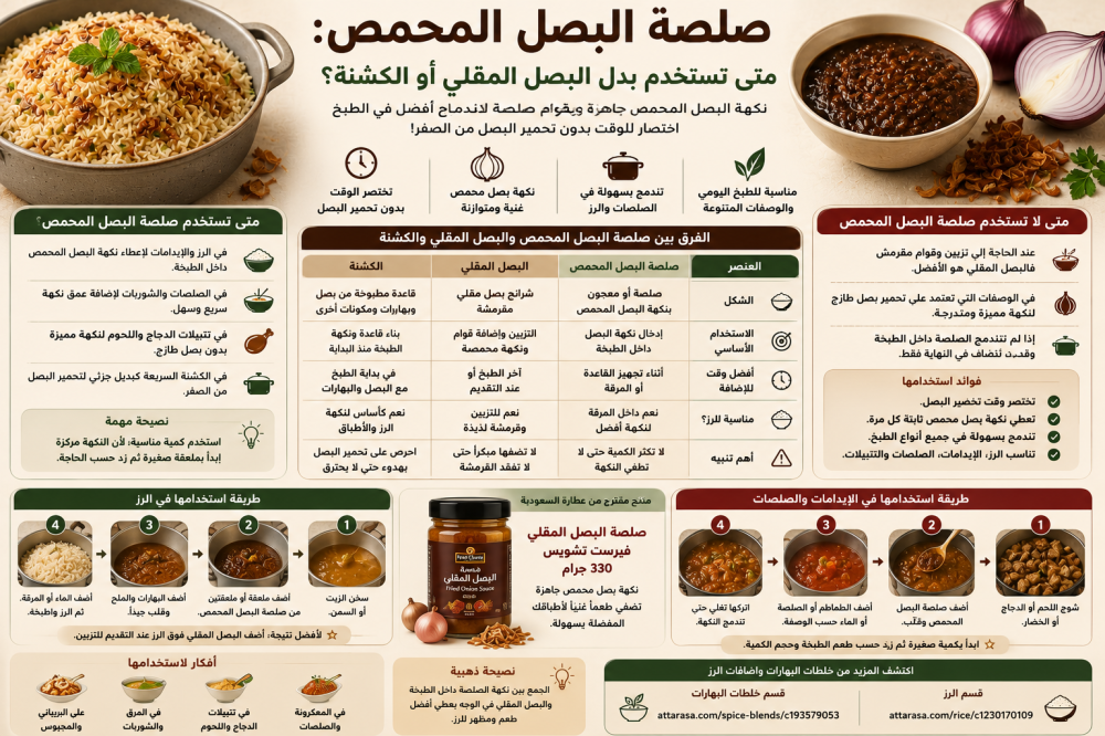 صلصة البصل المحمص: متى تستخدم بدل البصل المقلي؟