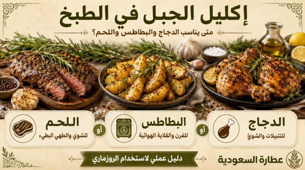 إكليل الجبل في الطبخ: متى يناسب الدجاج والبطاطس واللحم؟