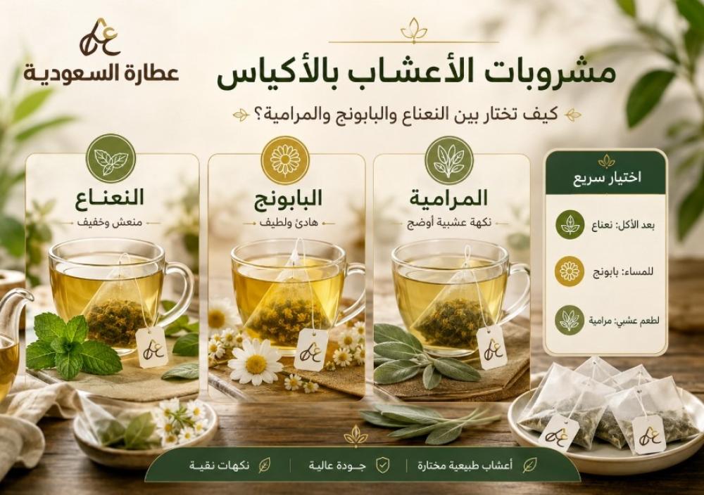 مشروبات الأعشاب بالأكياس: دليل اختيار النكهة
