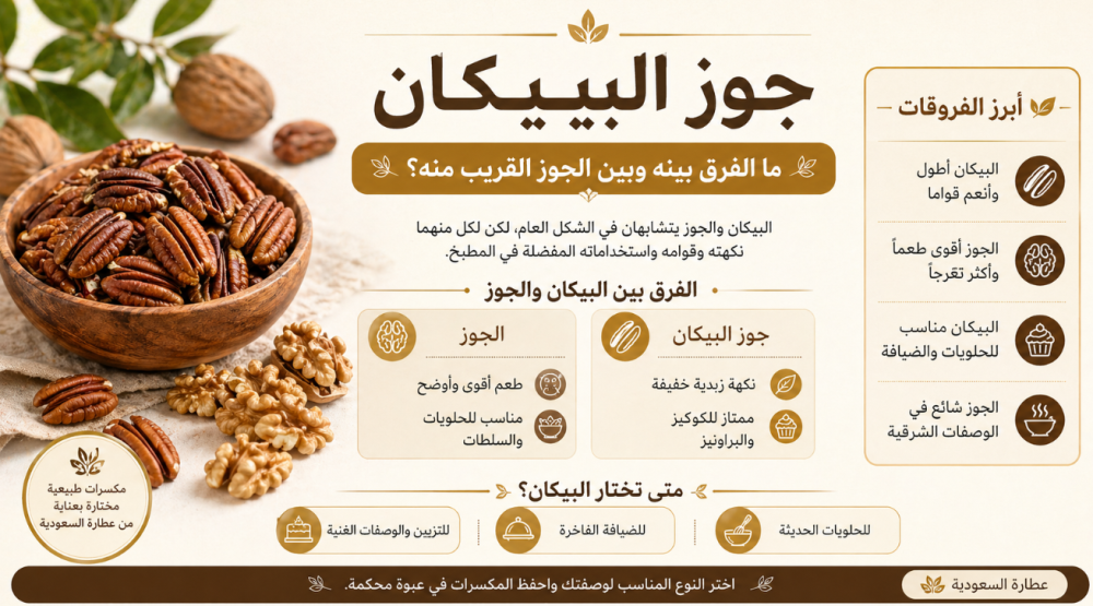 جوز البيكان: ما الفرق بينه وبين الجوز القريب منه؟