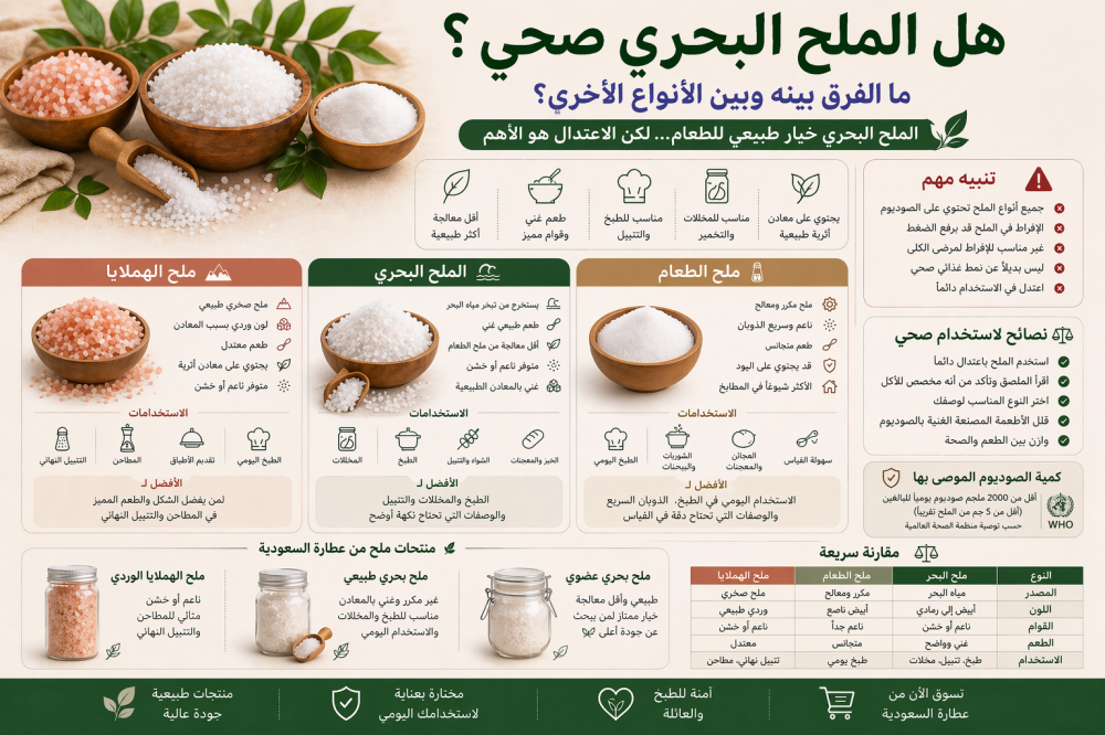 هل الملح البحري صحي؟ الفرق والعيوب والتحذيرات