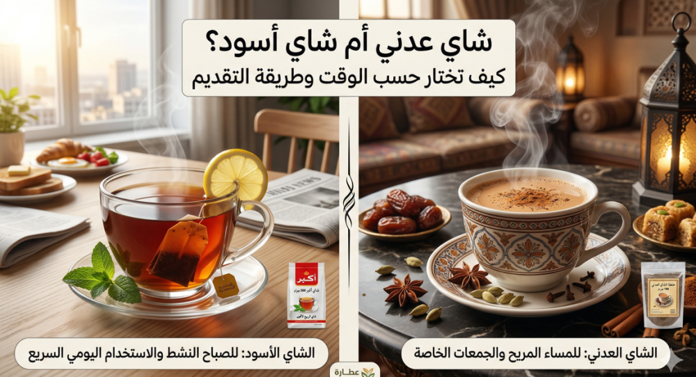 شاي عدني أم شاي أسود؟ كيف تختار حسب الوقت وطريقة التقديم