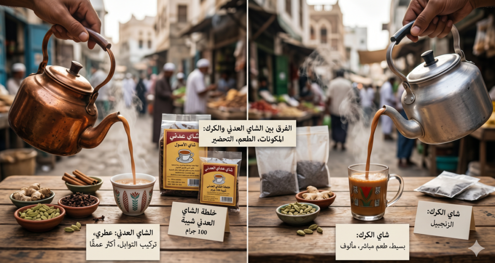 الفرق بين الشاي العدني والكرك: المكونات والطعم وطريقة التحضير