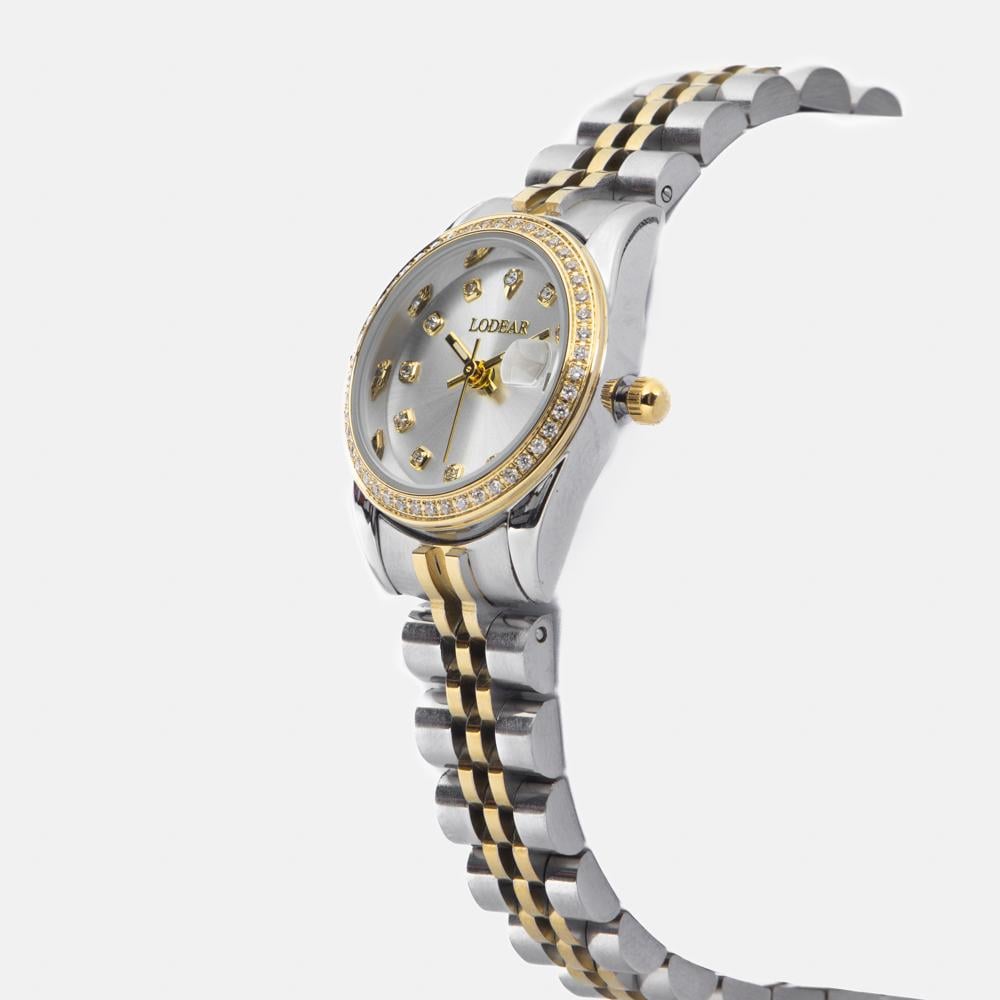 ساعة نسائية ستيل باللون ابيض ذهبي