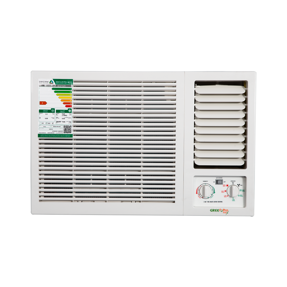 مكيف شباك جرين برو ماكس (Green Pro Max) حار-بارد 17800 وحدة – موديل 18GPHW بكمبروسر روتاري وضمان ممتد