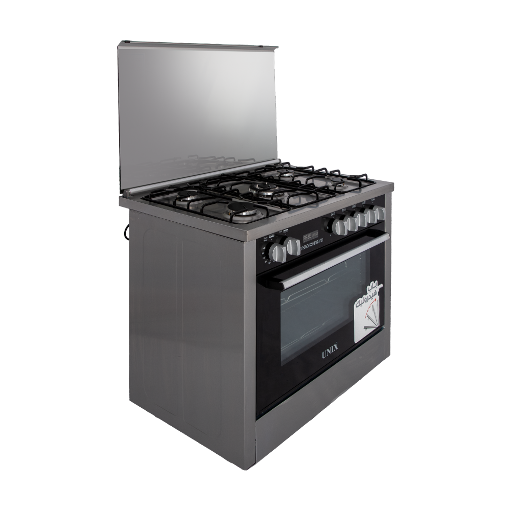 فرن غاز يونكس (Unix) الفاخر مقاس 60×90 سم موديل PRM6090SS-2GC-511-DSP – لون استيل، لمسة فخامة وأداء طهي احترافي