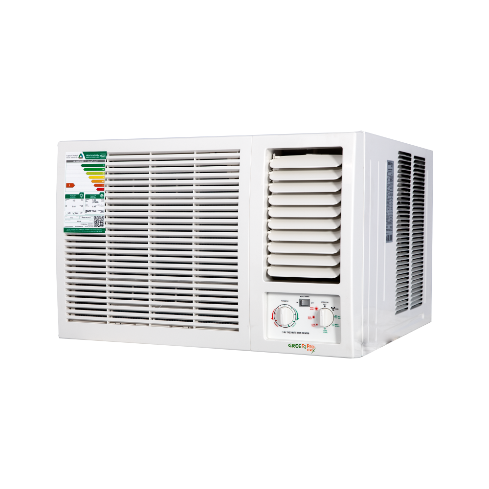 مكيف شباك جرين برو ماكس (Green Pro Max) حار-بارد 17800 وحدة – موديل 18GPHW بكمبروسر روتاري وضمان ممتد