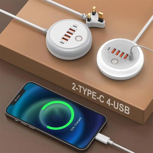 شاحن USB USB C 50 وات 6 منافذ