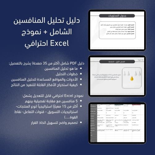 دليل تحليل المنافسين الشامل + نموذج Excel احترافي...