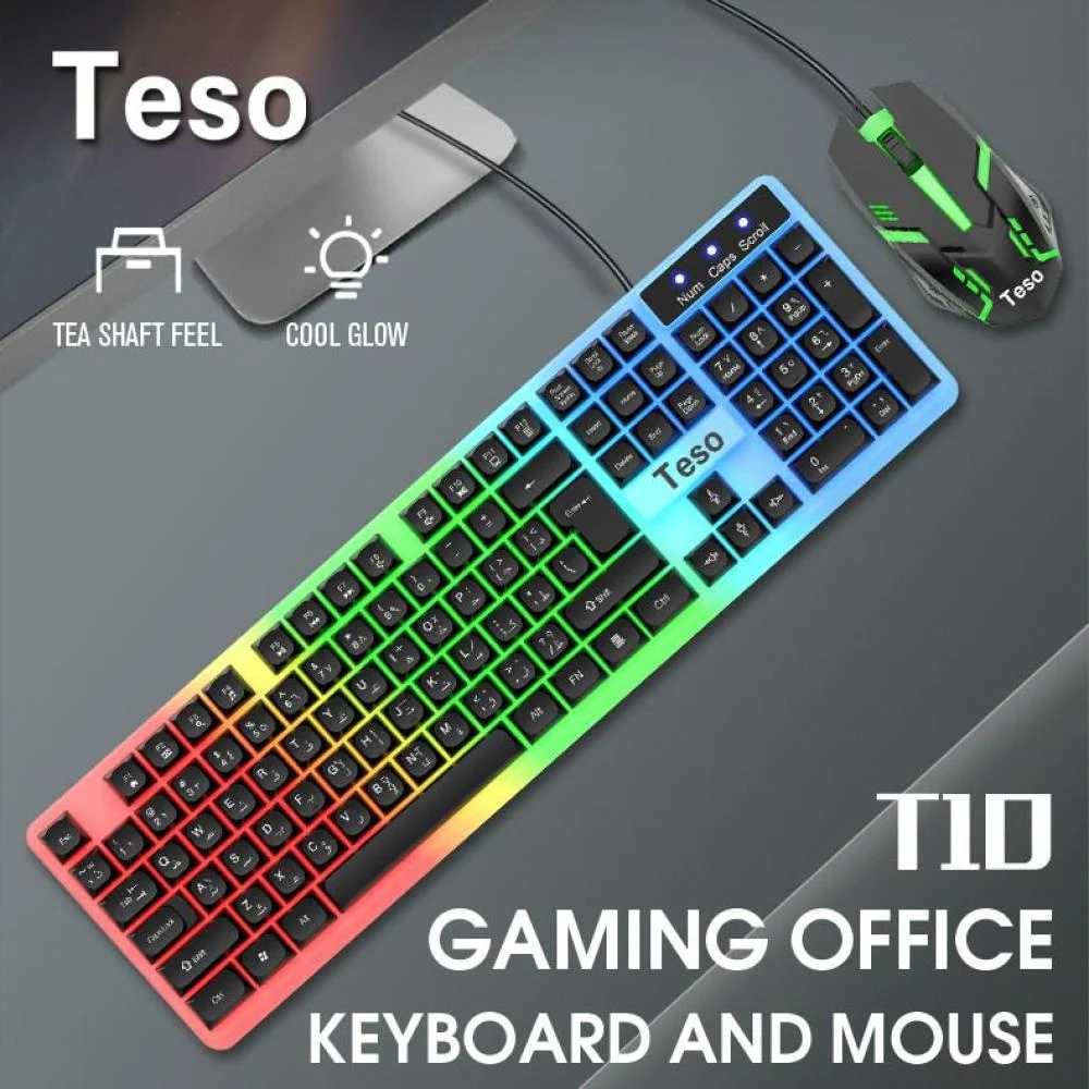 كيبورد مع ماوس تيسو اسود - KEYBOARD TESO T10