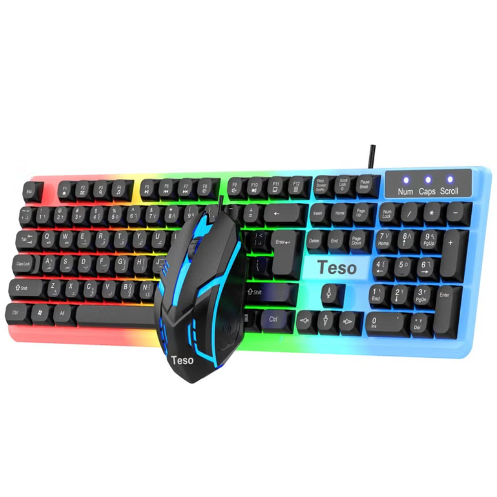 كيبورد مع ماوس تيسو اسود - KEYBOARD TESO T10
