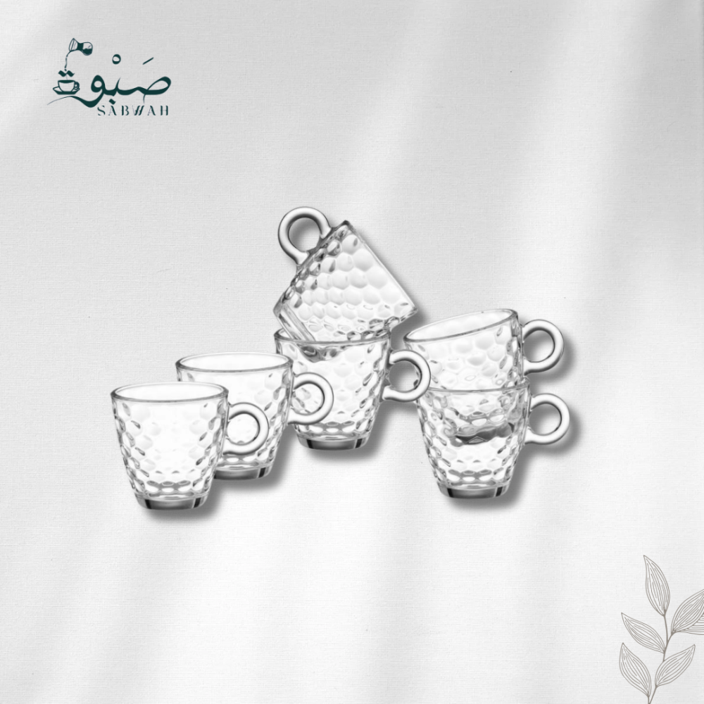 طقم فناجين اسبريسو زجاج مزخرف