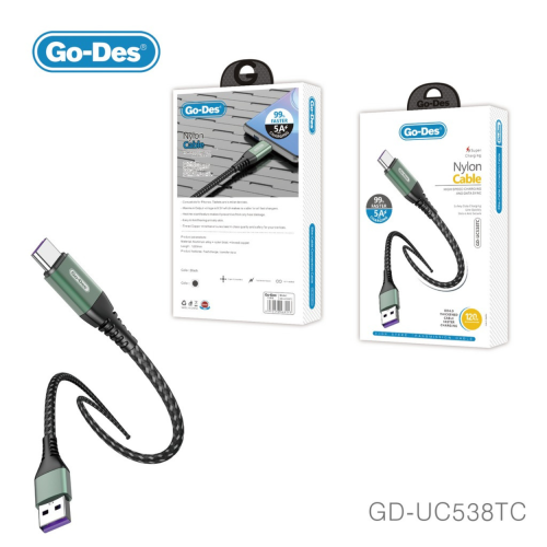 كابل شحن سريع من Go-Des نايلون (طراز GD-UC538IP) ت...