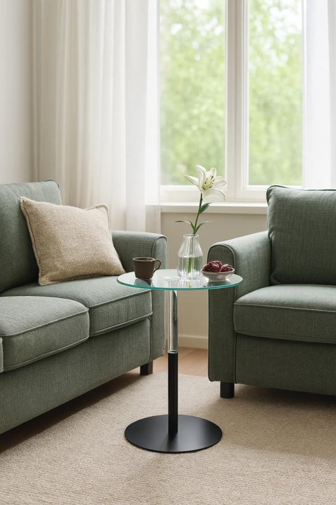 طاولة خدمه زجاج شفاف قاعدة حديد اسود