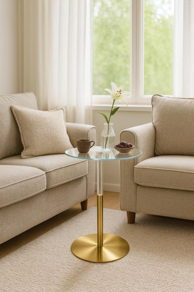 طاولة خدمة سطح اكريلك وقاعدة حديد ذهبي